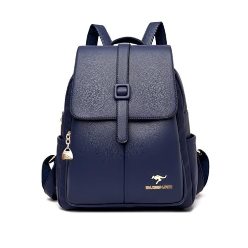 NICOLE & DORIS Rucksack Damen Klein Handtasche Rucksack Anti Diebstahl Wasserdichter Rucksäcke PU Leder Schulrucksack Cityrucksack Daypack für Reisen Freizeit Arbeit Blau von NICOLE & DORIS