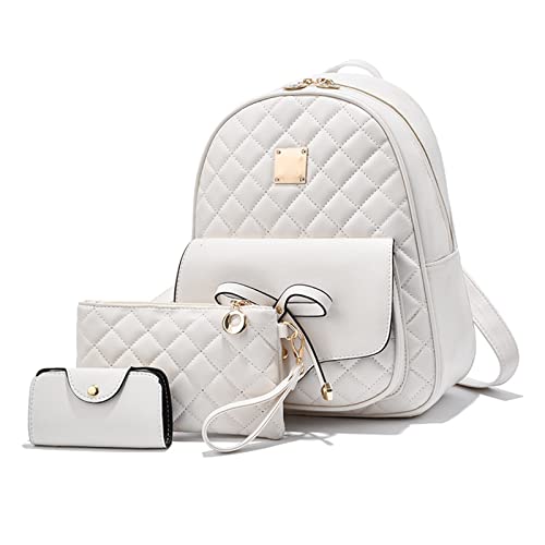 NICOLE & DORIS Rucksack Damen Klein Rucksack und Handtasche 3-Teiliges Set Rucksack Für Mädchen Niedlich PU Leder Daypack Cityrucksack Schultasche wasserdichte Reiserucksack Weiß NICOLE & DORIS Rucksack Damen Klein Rucksack und Handtasche 3-Teiliges Set Rucksack Für Mädchen Niedlich PU Leder Daypack Cityrucksack Schultasche wasserdichte Reiserucksack Weiß von NICOLE & DORIS