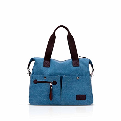 NICOLE & DORIS Canvas Handtasche Schultertasche Vintage Henkeltasche Casual Tote Bag Große Kapazität Umhängetasche aus Segeltuch Shopper Tasche Blau NICOLE & DORIS Canvas Handtasche Schultertasche Vintage Henkeltasche Casual Tote Bag Große Kapazität Umhängetasche aus Segeltuch Shopper Tasche Blau von NICOLE & DORIS