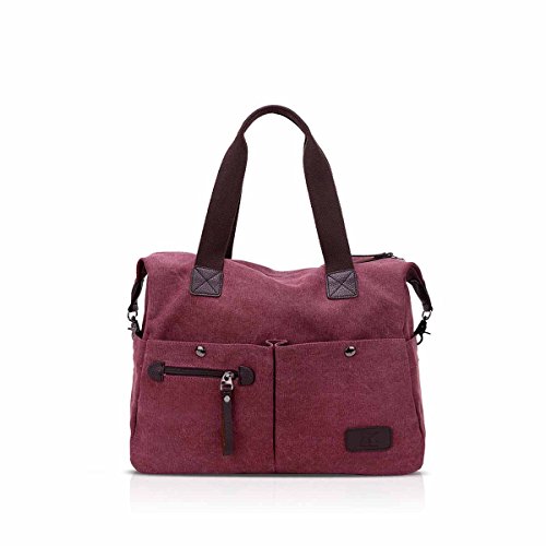 Nicole & Doris Canvas Handtasche Schultertasche Vintage Henkeltasche Casual Tote Bag Große Kapazität Umhängetasche aus Segeltuch Shopper Tasche Rot Nicole & Doris Canvas Handtasche Schultertasche Vintage Henkeltasche Casual Tote Bag Große Kapazität Umhängetasche aus Segeltuch Shopper Tasche Rot von NICOLE & DORIS
