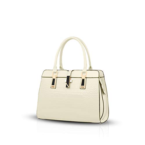 Nicole&Doris Damen Handtaschen Neue Umhängetasche Lackleder Shell Schultertasche Henkeltaschen Tasche für Frauen Cremeweiß Nicole&Doris Damen Handtaschen Neue Umhängetasche Lackleder Shell Schultertasche Henkeltaschen Tasche für Frauen Cremeweiß von NICOLE & DORIS