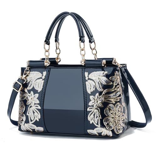 NICOLE&DORIS Handtasche Damen Schultertasche Mode Frauen Umhängetasche Lackleder Handtasche Damen Shopper Taschen Elegant Blau NICOLE&DORIS Handtasche Damen Schultertasche Mode Frauen Umhängetasche Lackleder Handtasche Damen Shopper Taschen Elegant Blau von NICOLE & DORIS