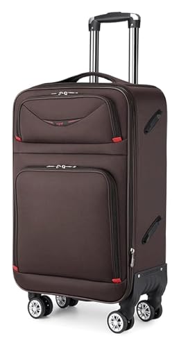 NICRX Koffer Koffer mit Rollen, verschleißfestes Oxford-Gewebe, Handgepäck, einziehbare Zugstange, Koffer for Geschäftsreisen Reisekoffer(Coffee,24inch) von NICRX