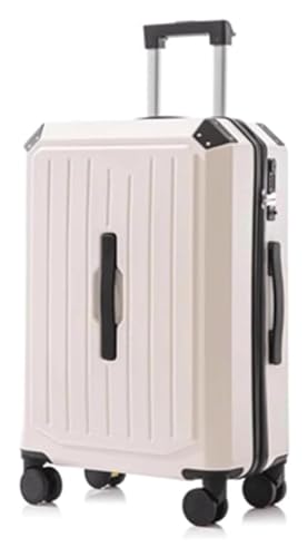 NICRX Koffer Wiederaufladbare Koffer, großes Fassungsvermögen, Handgepäck mit Getränkehalter, Koffer mit Rollen, Anti-Fall-Gepäck Reisekoffer(Blanc,24 in) von NICRX