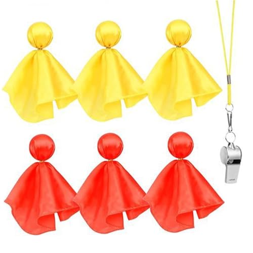 6pcs Elfmeter -Flaggen -Fußball -Flaggen mit 1pc -Pfeife, Flag -Fußball -Set 3PCS Red Referee Flag und 3PCS Yellow Refere Flag für Fußball, Lacrosse und Flag -Fußball -Sportfan, Flag -Football -Set von NIDONE