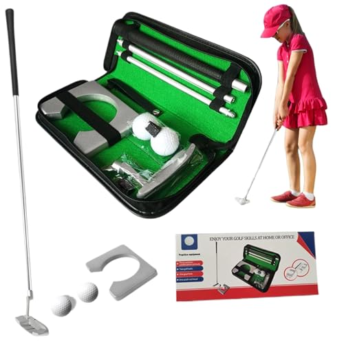 Mini Golf -Set tragbares Putting Green Indoor Right Hand Putterball -Golfspiel Set mit abnehmbarem TPE Grip Golf Putter, Golfbällen, Putterkopf, Tor und Taschen -Golfgeschenk für Teenager, Putterball von NIDONE