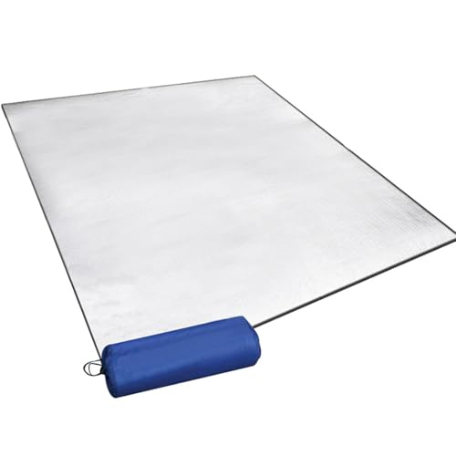 Strandmatte Campingmatte doppelseitig Aluminiumfolie Camping Matte 71x79 '' wasserdichte Picknickmatte Isolierende Wärmematte mit Aufbewahrungsbeutelfolienschaumkissen zur Reflektierung von Wärme von NIDONE