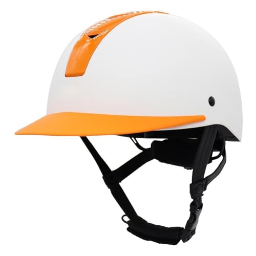NIKSHI Reiterhelm, Reiten Helm Lightweight Comfy Reiten Hüte Atmungsaktive Reitenhelme Für Womnes, Mädchen, Kleinkinder, White orange-S(49-53cm) von NIKSHI