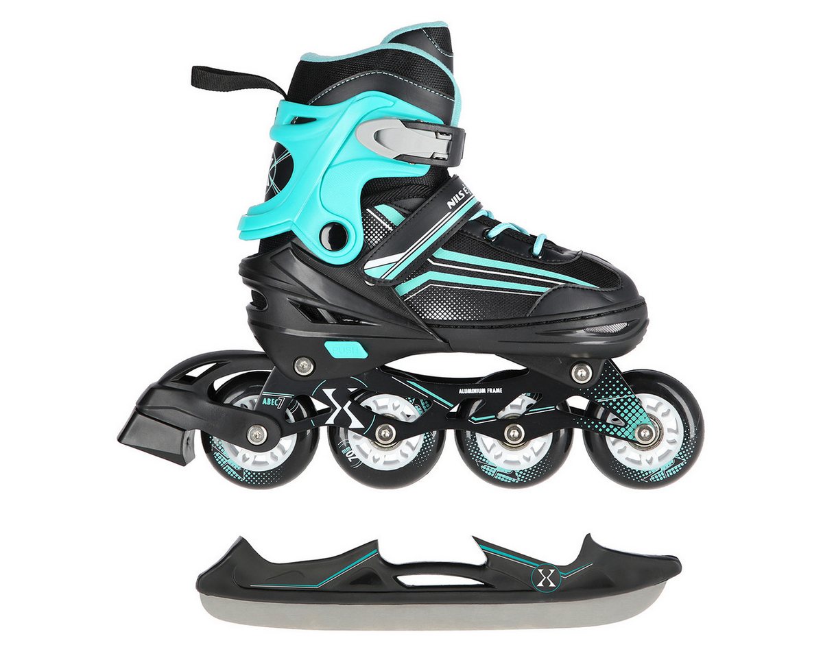 NILS EXTREME Inlineskates 2-IN-1 Inliner Schlittschuhe wechselbare Kufen, Verstellbare Größe von NILS EXTREME