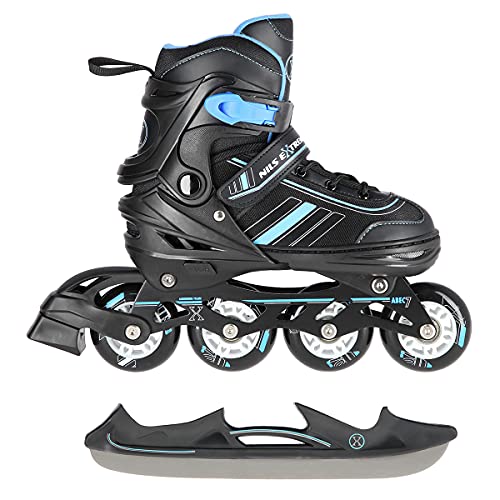 Nils Extreme NH18191 2-in-1 Inline-Skates und Schlittschuhe, Schwarz/Blau, Verstellbare Größe Nils Extreme NH18191 2-in-1 Inline-Skates und Schlittschuhe, Schwarz/Blau, Verstellbare Größe von NILS