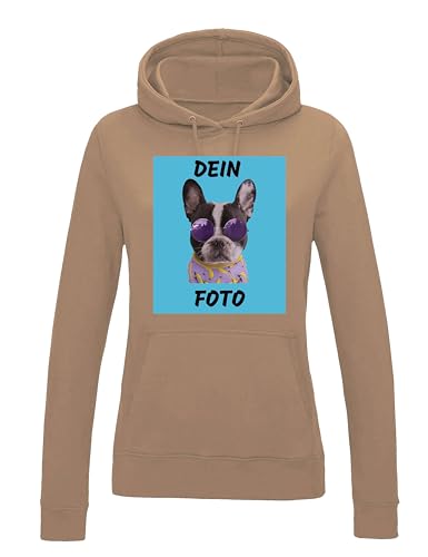 Damen Hoodie Bedrucken Lassen - Mit Wunschfoto personalisiert - Kapuzenpullover als Geschenk für Damen selbst gestalten - Nude L von NIMAMA