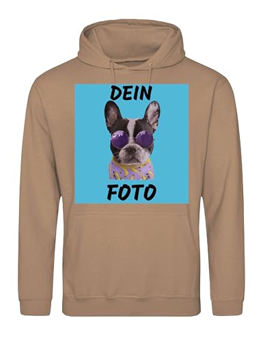 Herren Hoodie Bedrucken Lassen - Mit Wunschfoto personalisiert - Kapuzenpullover als Geschenk für Männer selbst gestalten - Nude XL von NIMAMA