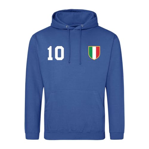 Italien Herren Hoodie Italia Trikot Pullover Personalisiert mit Wunschname & Nummer - Royalblau 3XL von NIMAMA