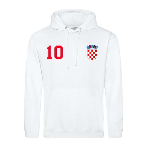 Kroatien Herren Hoodie Hrvatska Trikot Pullover Personalisiert mit Wunschname & Nummer - Weiß XL von NIMAMA