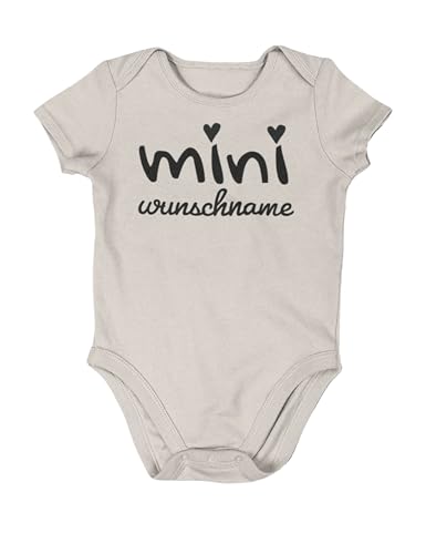 NIMAMA Baby Strampler Bedrucken Lassen - Personalisierter Bio-Baumwolle Babybody mit Mini-Name Design und Wunschname - Für besondere Anlässe zur Geburt oder Babyparty - Natur 3-6 Monate von NIMAMA