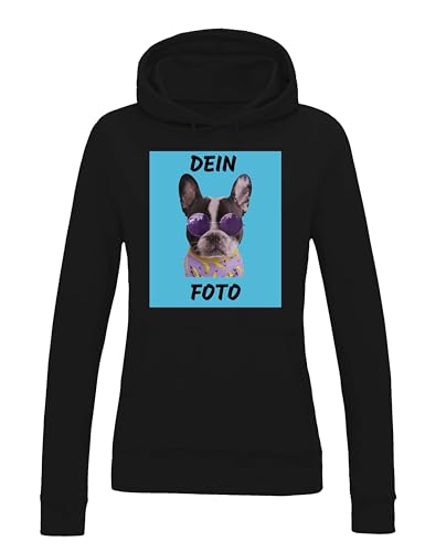 NIMAMA Damen Hoodie Bedrucken Lassen - Mit Wunschfoto personalisiert - Kapuzenpullover als Geschenk für Damen selbst gestalten - Schwarz M von NIMAMA