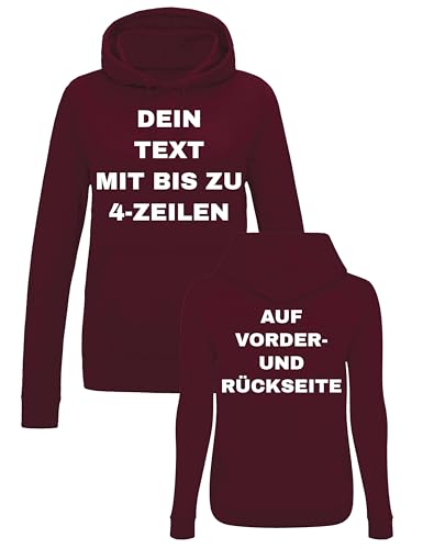 NIMAMA Damen Hoodie Bedrucken Lassen - Mit Wunschtext personalisiert - Kapuzenpullover als Geschenk für Damen selbst gestalten - Burgundy M NIMAMA Damen Hoodie Bedrucken Lassen - Mit Wunschtext personalisiert - Kapuzenpullover als Geschenk für Damen selbst gestalten - Burgundy M von NIMAMA