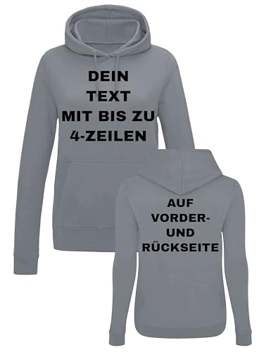 NIMAMA Damen Hoodie Bedrucken Lassen - Mit Wunschtext personalisiert - Kapuzenpullover als Geschenk für Damen selbst gestalten - Grau XL NIMAMA Damen Hoodie Bedrucken Lassen - Mit Wunschtext personalisiert - Kapuzenpullover als Geschenk für Damen selbst gestalten - Grau XL von NIMAMA