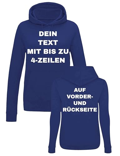 NIMAMA Damen Hoodie Bedrucken Lassen - Mit Wunschtext personalisiert - Kapuzenpullover als Geschenk für Damen selbst gestalten - Royalblau M NIMAMA Damen Hoodie Bedrucken Lassen - Mit Wunschtext personalisiert - Kapuzenpullover als Geschenk für Damen selbst gestalten - Royalblau M von NIMAMA