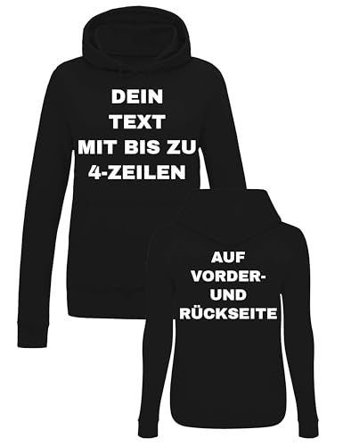 NIMAMA Damen Hoodie Bedrucken Lassen - Mit Wunschtext personalisiert - Kapuzenpullover als Geschenk für Damen selbst gestalten - Schwarz 3XL von NIMAMA