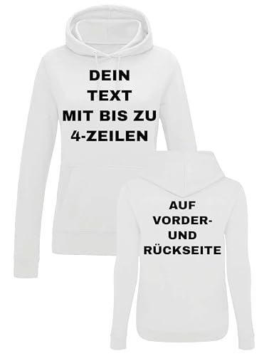 NIMAMA Damen Hoodie Bedrucken Lassen - Mit Wunschtext personalisiert - Kapuzenpullover als Geschenk für Damen selbst gestalten - Weiß L NIMAMA Damen Hoodie Bedrucken Lassen - Mit Wunschtext personalisiert - Kapuzenpullover als Geschenk für Damen selbst gestalten - Weiß L von NIMAMA