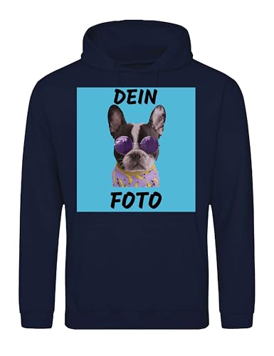 NIMAMA Herren Hoodie Bedrucken Lassen - Mit Wunschfoto personalisiert - Kapuzenpullover als Geschenk für Männer selbst gestalten - Navyblau XL von NIMAMA