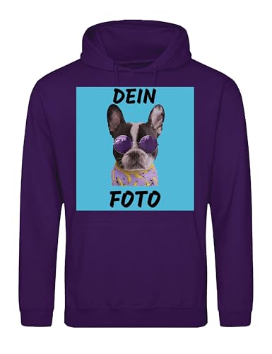 NIMAMA Herren Hoodie Bedrucken Lassen - Mit Wunschfoto personalisiert - Kapuzenpullover als Geschenk für Männer selbst gestalten - Violett 3XL von NIMAMA