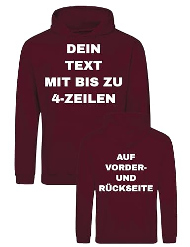 NIMAMA Herren Hoodie Bedrucken Lassen - Mit Wunschtext personalisiert - Kapuzenpullover als Geschenk für Männer selbst gestalten - Burgundy XXL von NIMAMA