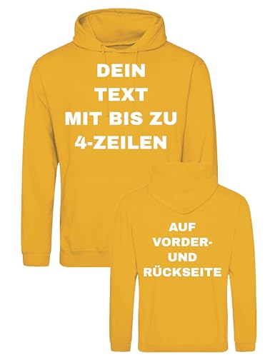 NIMAMA Herren Hoodie Bedrucken Lassen - Mit Wunschtext personalisiert - Kapuzenpullover als Geschenk für Männer selbst gestalten - Gold M von NIMAMA