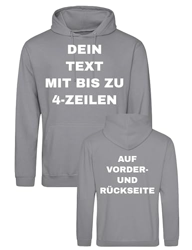 NIMAMA Herren Hoodie Bedrucken Lassen - Mit Wunschtext personalisiert - Kapuzenpullover als Geschenk für Männer selbst gestalten - Graumeliert S von NIMAMA