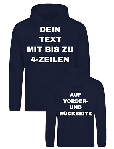 NIMAMA Herren Hoodie Bedrucken Lassen - Mit Wunschtext personalisiert - Kapuzenpullover als Geschenk für Männer selbst gestalten - Navyblau S von NIMAMA