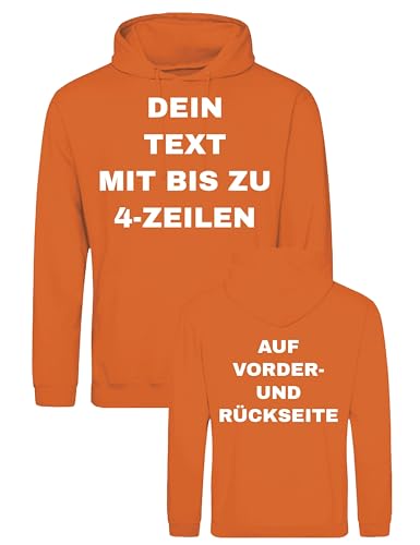 NIMAMA Herren Hoodie Bedrucken Lassen - Mit Wunschtext personalisiert - Kapuzenpullover als Geschenk für Männer selbst gestalten - Orange L von NIMAMA