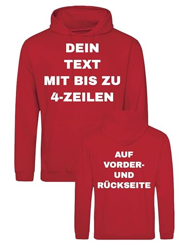 NIMAMA Herren Hoodie Bedrucken Lassen - Mit Wunschtext personalisiert - Kapuzenpullover als Geschenk für Männer selbst gestalten - Rot S von NIMAMA