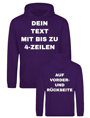 NIMAMA Herren Hoodie Bedrucken Lassen - Mit Wunschtext personalisiert - Kapuzenpullover als Geschenk für Männer selbst gestalten - Violett XXL von NIMAMA