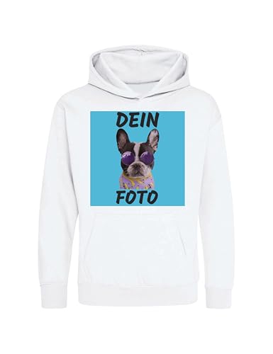 NIMAMA Kinder Hoodie Bedrucken Lassen - Mit Wunschfoto personalisiert - Kapuzenpullover als Geschenk für Jungen und Mädchen selbst gestalten - Weiß 7-8 Jahre NIMAMA Kinder Hoodie Bedrucken Lassen - Mit Wunschfoto personalisiert - Kapuzenpullover als Geschenk für Jungen und Mädchen selbst gestalten - Weiß 7-8 Jahre von NIMAMA