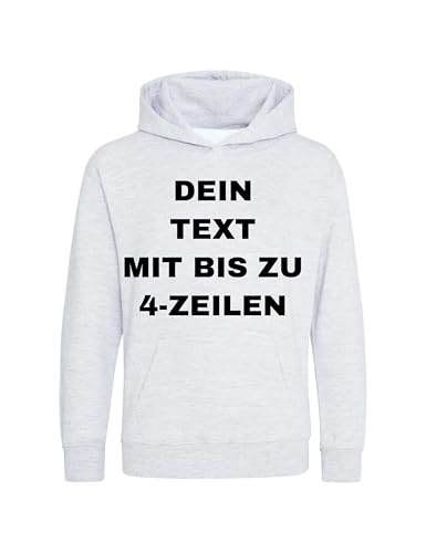 NIMAMA Kinder Hoodie Bedrucken Lassen - Mit Wunschtext personalisiert - Kapuzenpullover als Geschenk für Jungen und Mädchen selbst gestalten - Graumeliert 3-4 Jahre von NIMAMA