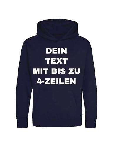 NIMAMA Kinder Hoodie Bedrucken Lassen - Mit Wunschtext personalisiert - Kapuzenpullover als Geschenk für Jungen und Mädchen selbst gestalten - Navyblau 5-6 Jahre von NIMAMA