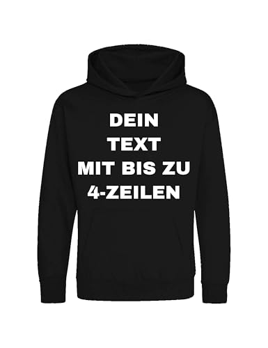 NIMAMA Kinder Hoodie Bedrucken Lassen - Mit Wunschtext personalisiert - Kapuzenpullover als Geschenk für Jungen und Mädchen selbst gestalten - Schwarz 5-6 Jahre von NIMAMA