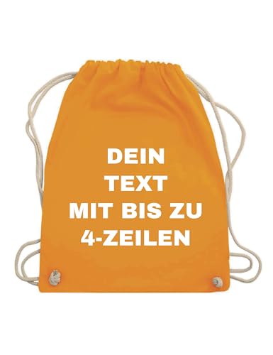 NIMAMA Turnbeutel Baumwollbeutel Bedrucken Lassen - Mit Wunschtext personalisiert - Einkaufstasche als Geschenk für Damen und Herren selbst gestalten - Orange von NIMAMA