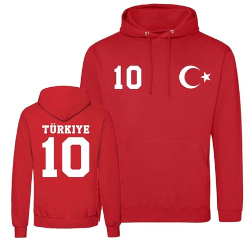 Türkei Herren Hoodie Türkiye Trikot EM 2024 Pullover mit eigenem Namen + Nummer - Rot S Türkei Herren Hoodie Türkiye Trikot EM 2024 Pullover mit eigenem Namen + Nummer - Rot S von NIMAMA