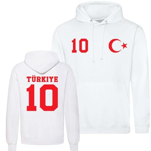 Türkei Herren Hoodie Türkiye Trikot EM 2024 Pullover mit eigenem Namen + Nummer - Weiß S Türkei Herren Hoodie Türkiye Trikot EM 2024 Pullover mit eigenem Namen + Nummer - Weiß S von NIMAMA