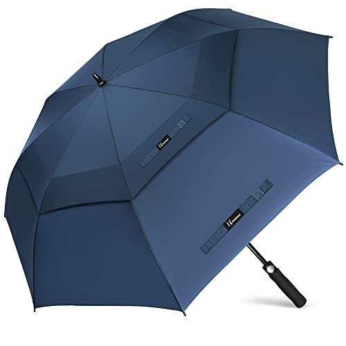 NINEMAX Golf Regenschirm Groß Sturmfest - Regenschirm XXL 62 Zoll - Golfschirm mit Doppellagiger Schirmstoff(Marineblau) von NINEMAX