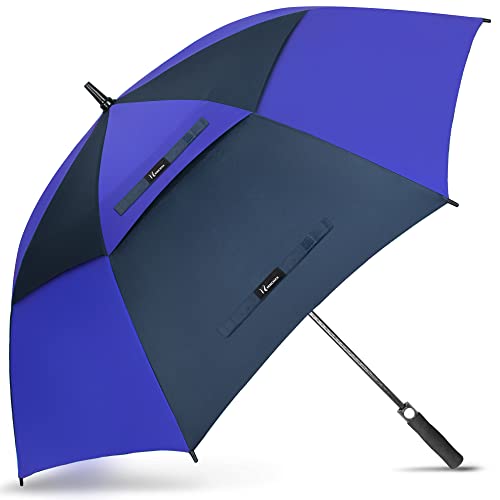 NINEMAX Regenschirm Groß Sturmfest,Golf Stockschirm XXL Automatik Auf,68 Inch Regenschirm für Herren Damen,Doppelt üBerdachung BelüFtet(Blau/Marineblau) von NINEMAX