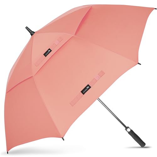 NINEMAX Regenschirm Groß Sturmfest,Golf Stockschirm XL Automatik Auf,62 Inch Regenschirm für Herren Damen,Doppelt üBerdachung BelüFtet(Rosa) von NINEMAX