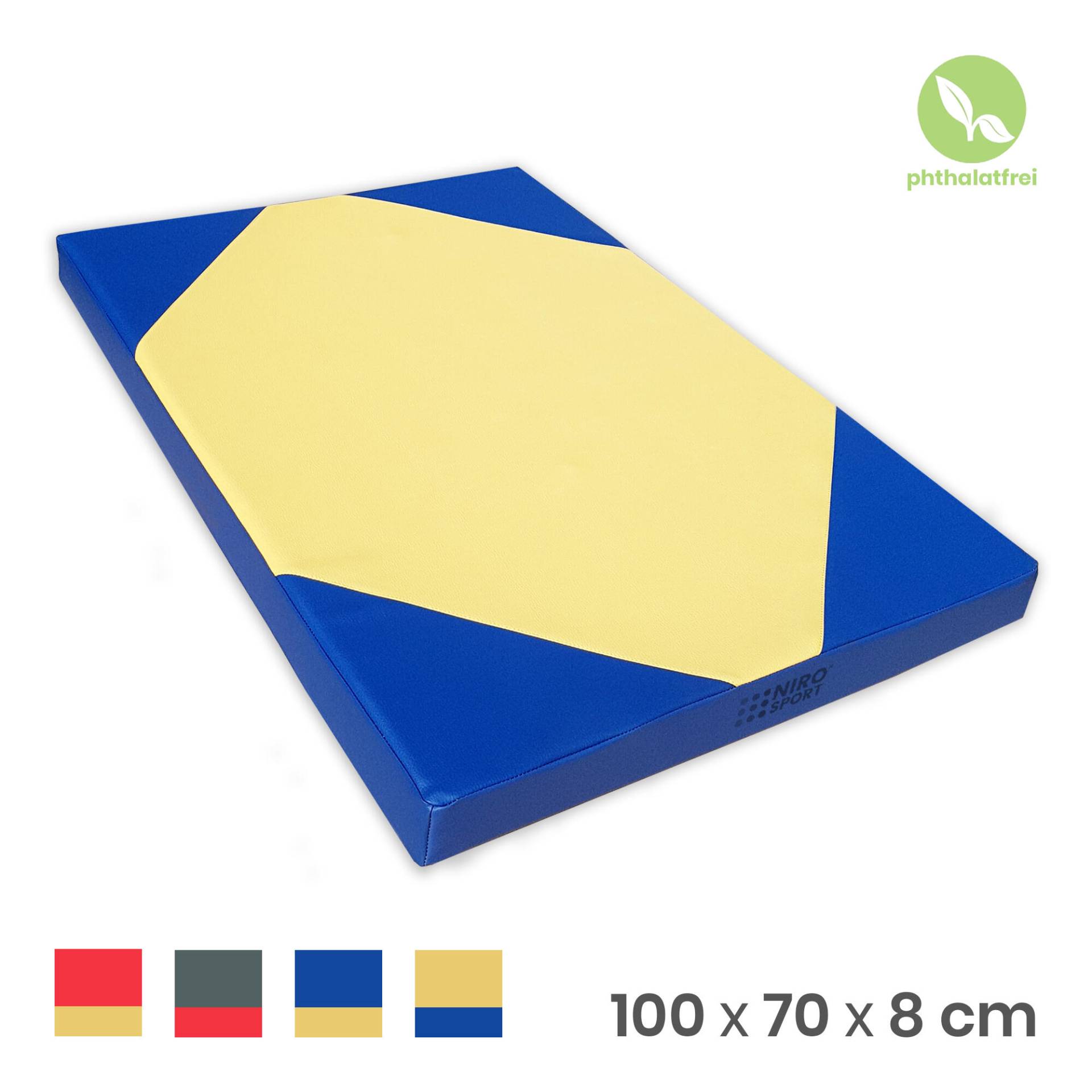 Turnmatte 100 x 70 x 8 cm Gelb/Blau von NIRO SPORT