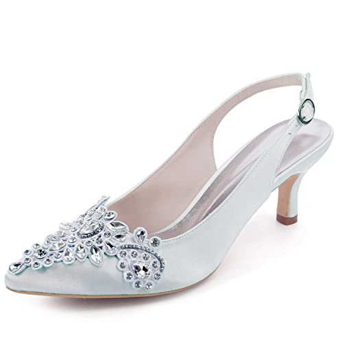 NIUSAIFEI Damen High Stilettos mit geschlossener Spitze und komfortablem Schnalle-Verschluss – ideal für Hochzeiten, Brautkleidungs- & formelle Anlässe von NIUSAIFEI