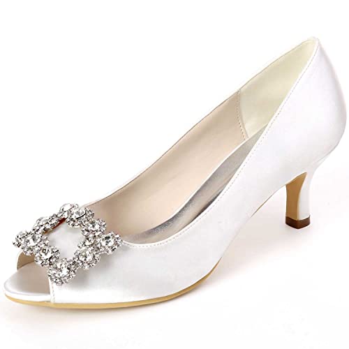 NIUSAIFEI Damen-Stiletto-Pumps mit Rhinestones & Satin-Spitze Elegant für Party & Hochzeit von NIUSAIFEI