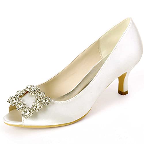 NIUSAIFEI Damen-Stiletto-Pumps mit Rhinestones & Satin-Spitze Elegant für Party & Hochzeit von NIUSAIFEI