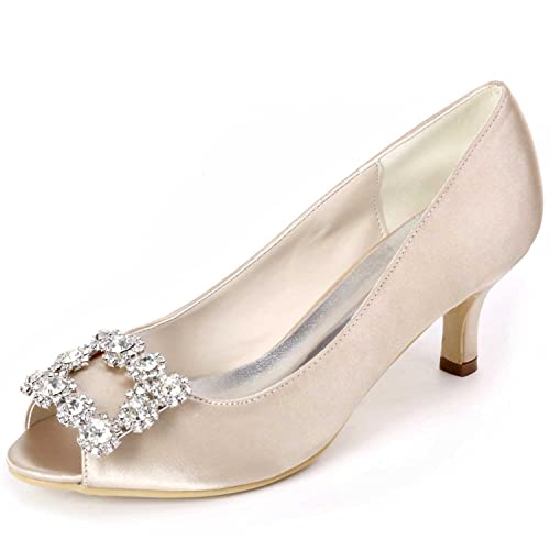 NIUSAIFEI Damen-Stiletto-Pumps mit Rhinestones & Satin-Spitze Elegant für Party & Hochzeit von NIUSAIFEI