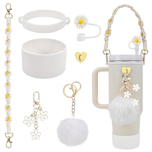 NIXRET Stanley Cup Zubehör Set, Wasserflasche Griff Riemen, Silikon Becher Stiefel, Bottom Protector Silicone Boot für Stanley Cup 1,2 L- und 850 ml-Becher, Weißer NIXRET Stanley Cup Zubehör Set, Wasserflasche Griff Riemen, Silikon Becher Stiefel, Bottom Protector Silicone Boot für Stanley Cup 1,2 L- und 850 ml-Becher, Weißer von NIXRET